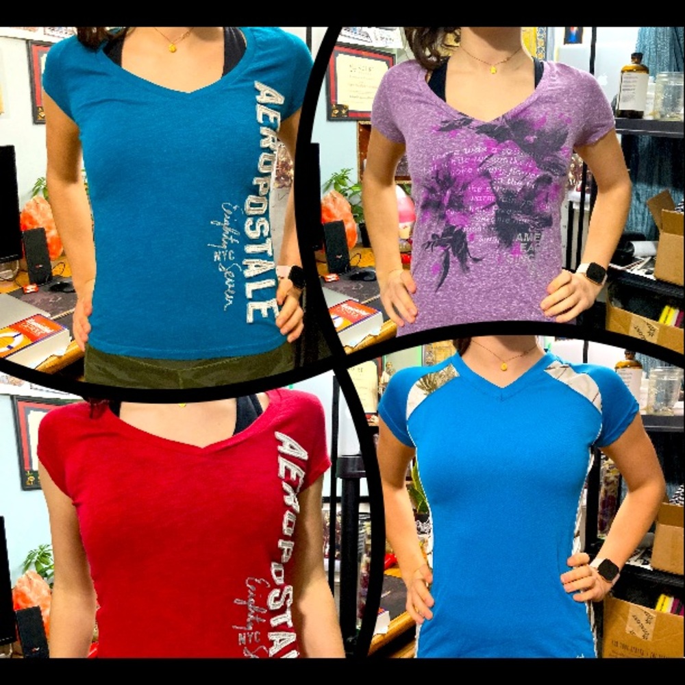4 pack of female tee’s, size S